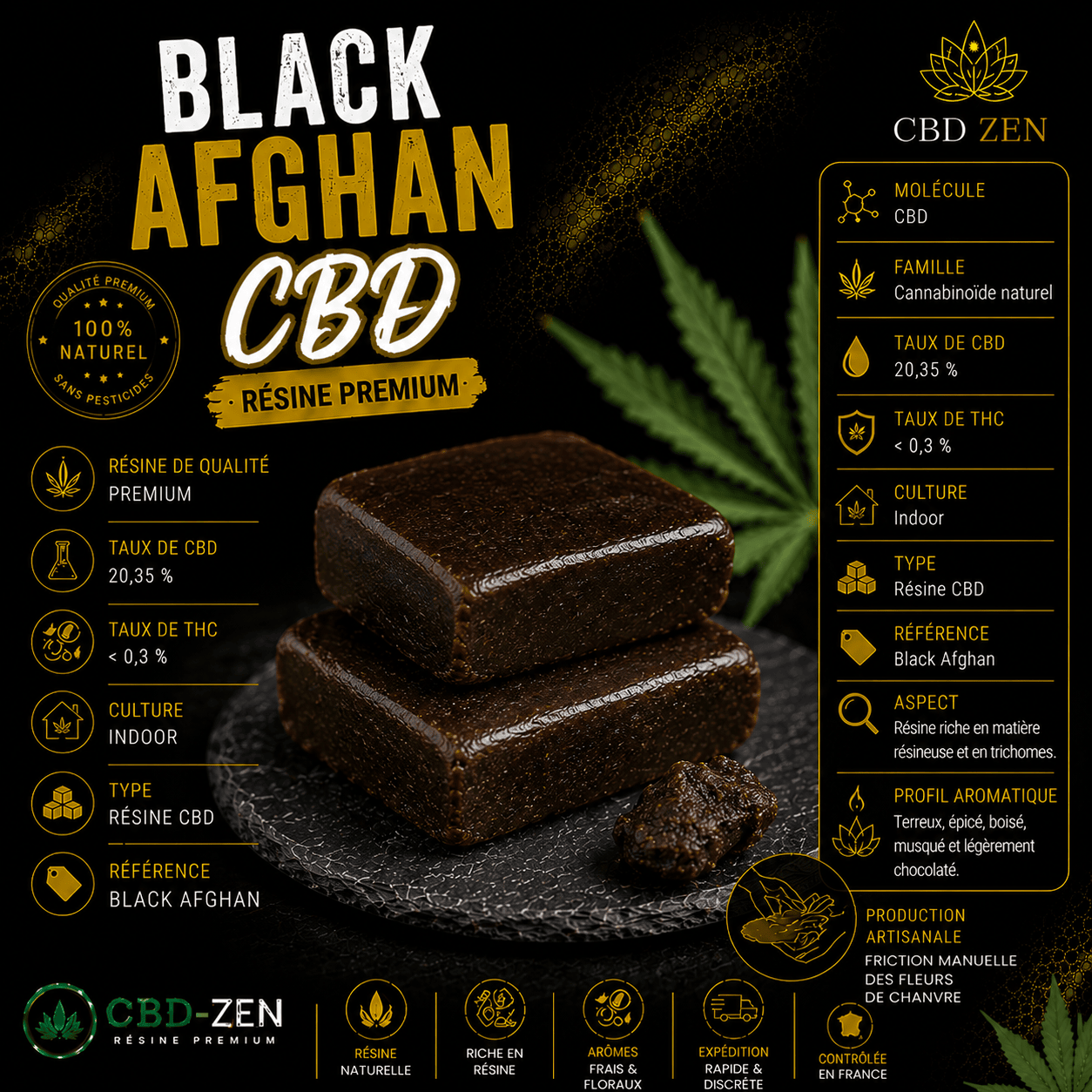 Black Afghan CBD 20,35 % résine CBD premium