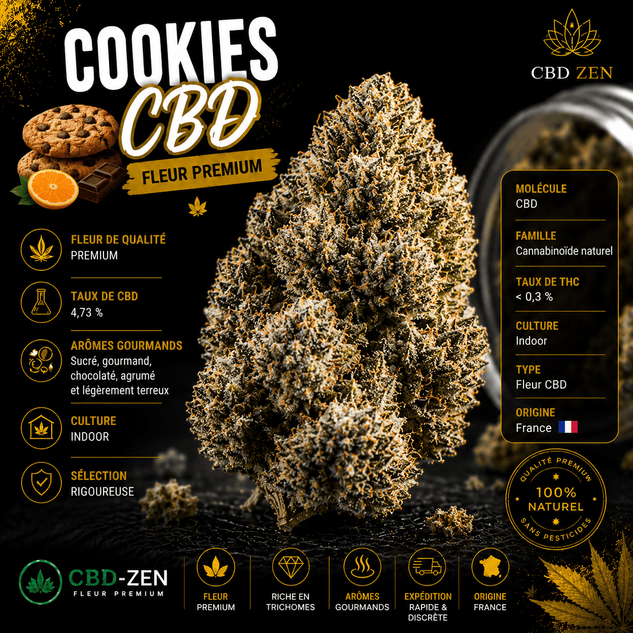 Cookies CBD fleur premium 4,73 %