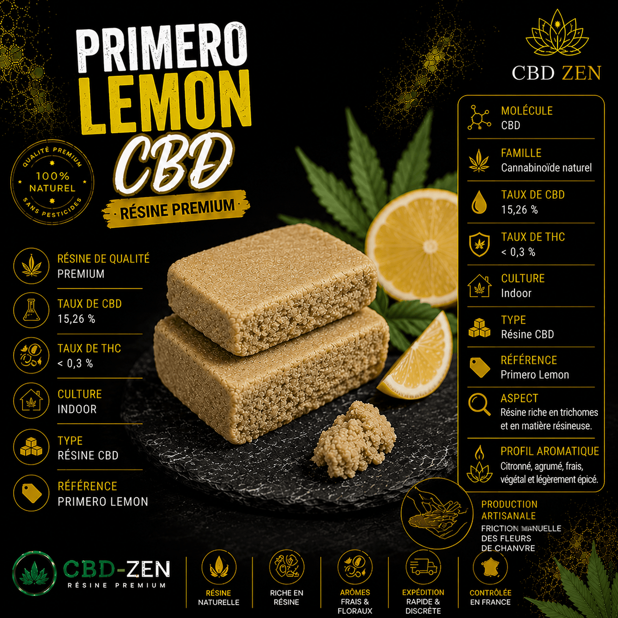 Primero Lemon CBD 15,26 % résine CBD