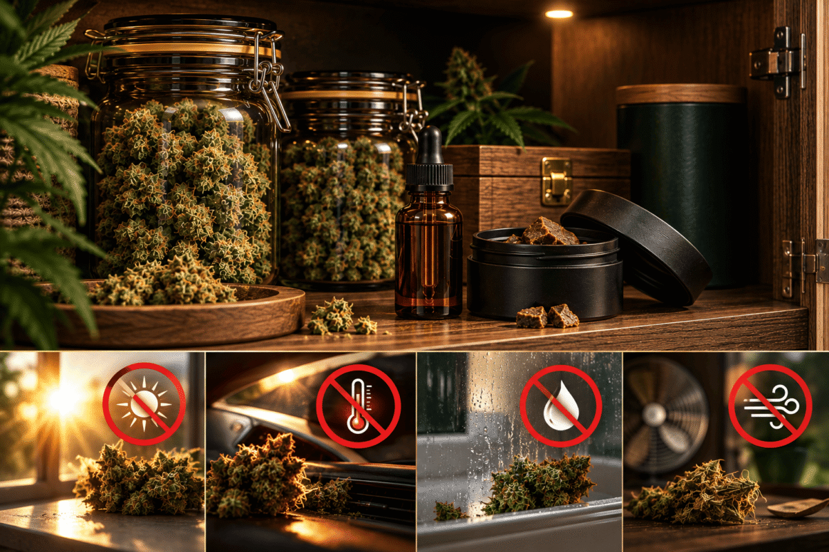 Bonnes pratiques pour conserver le CBD à l’abri de la lumière, de la chaleur, de l’humidité et de l’air