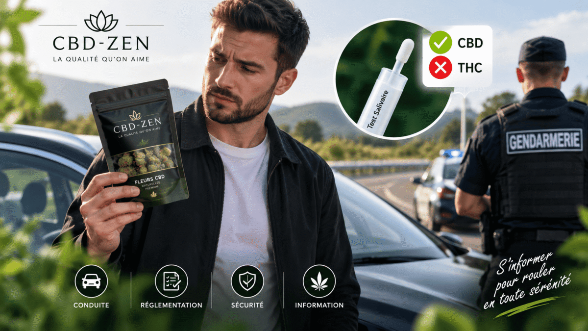 Personne près d'une voiture avec un produit CBD et un test salivaire
