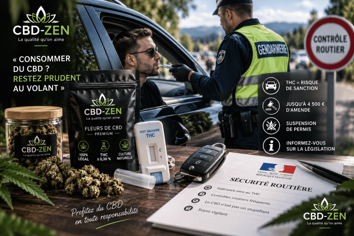 Personne près d'une voiture avec un produit CBD et un test salivaire THC