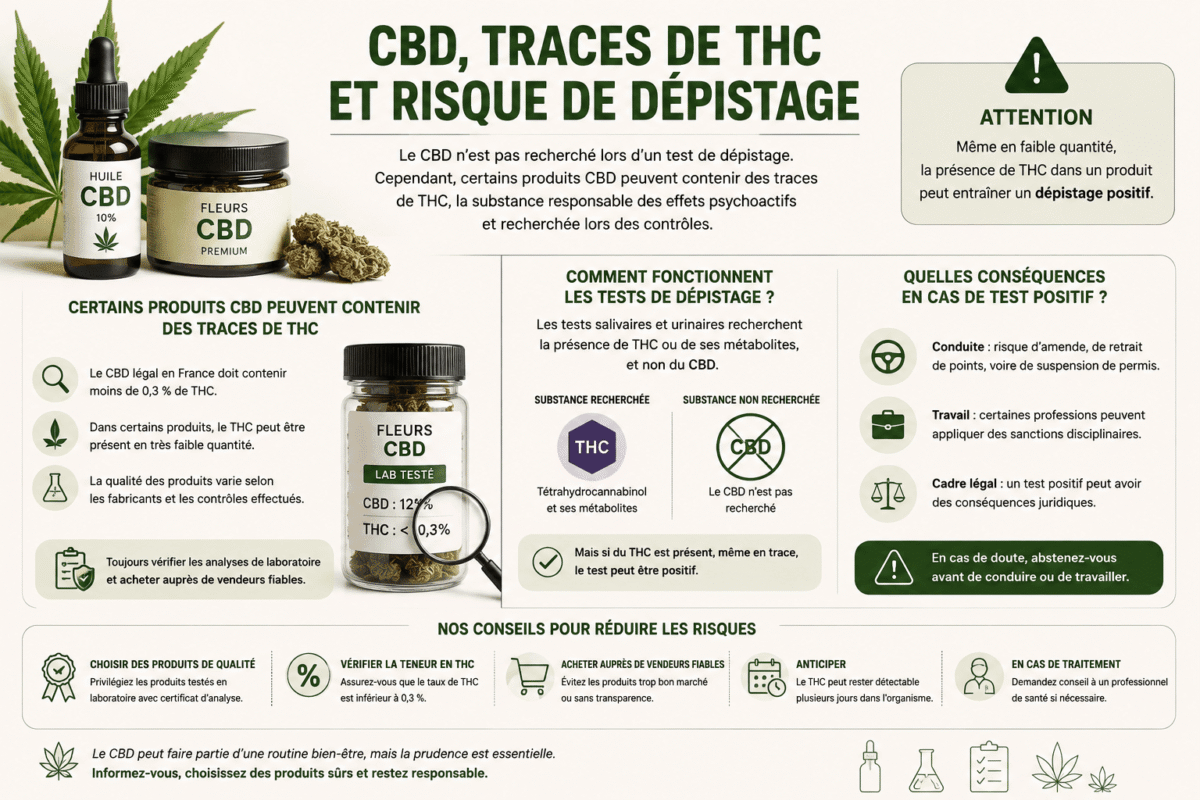 CBD contenant des traces de THC et risque de dépistage positif