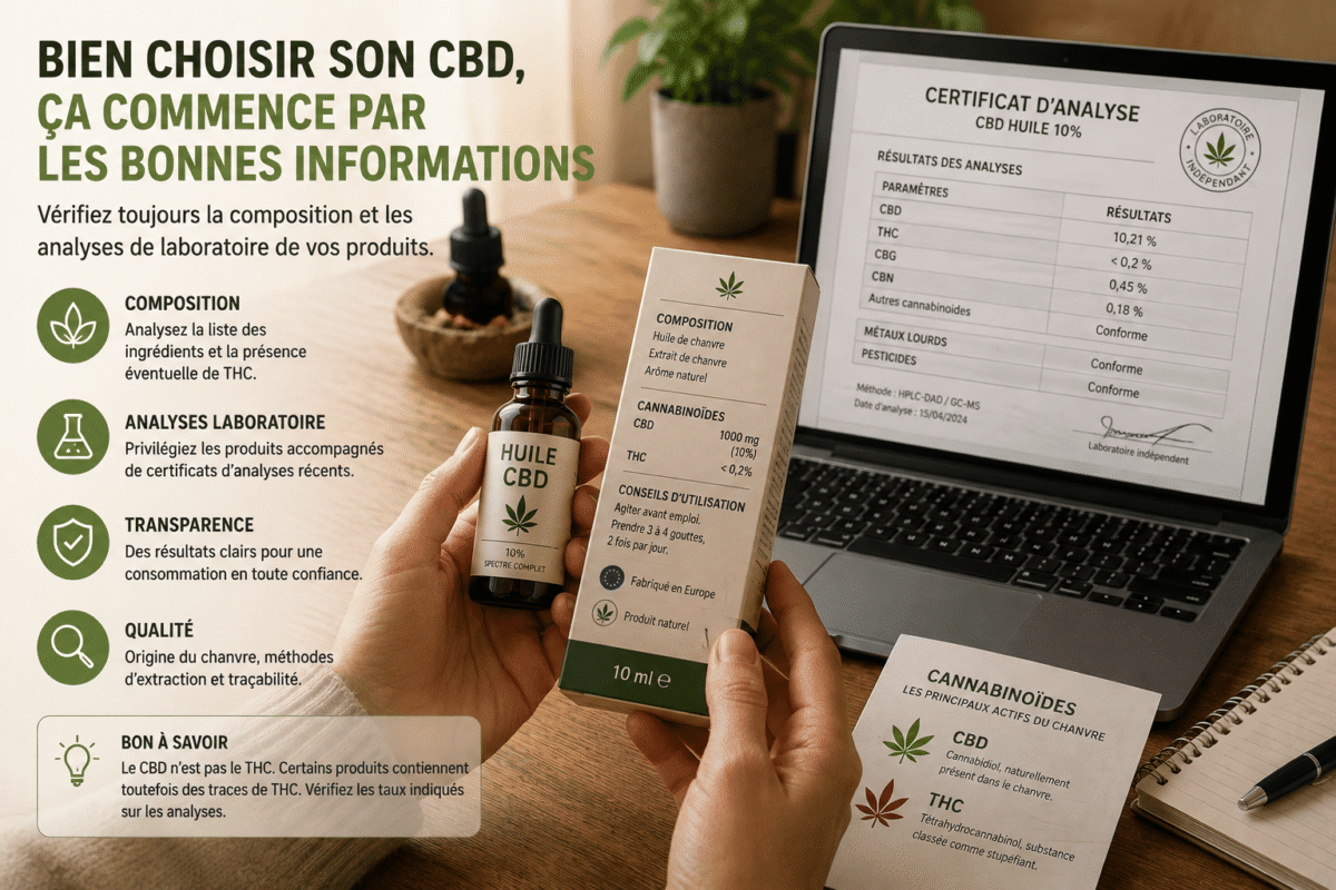 Vérification de la composition et des analyses d’un produit CBD