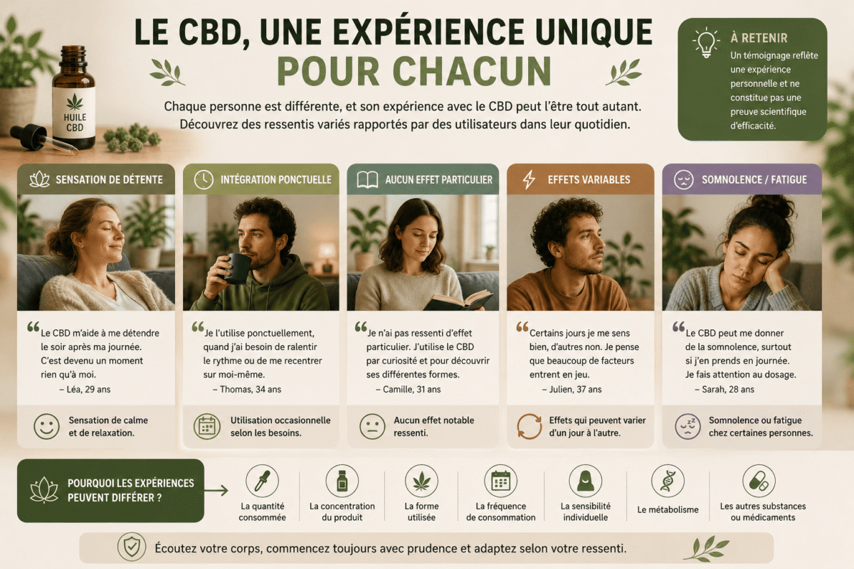 Différentes expériences individuelles autour du CBD