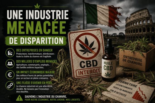 Industrie du chanvre menacée par l’interdiction du CBD en Italie