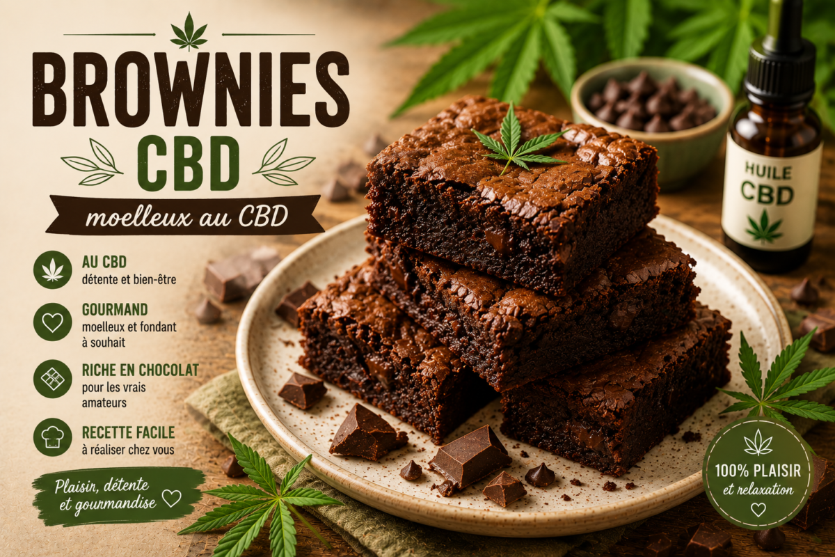 Brownies au chocolat avec fleurs de CBD