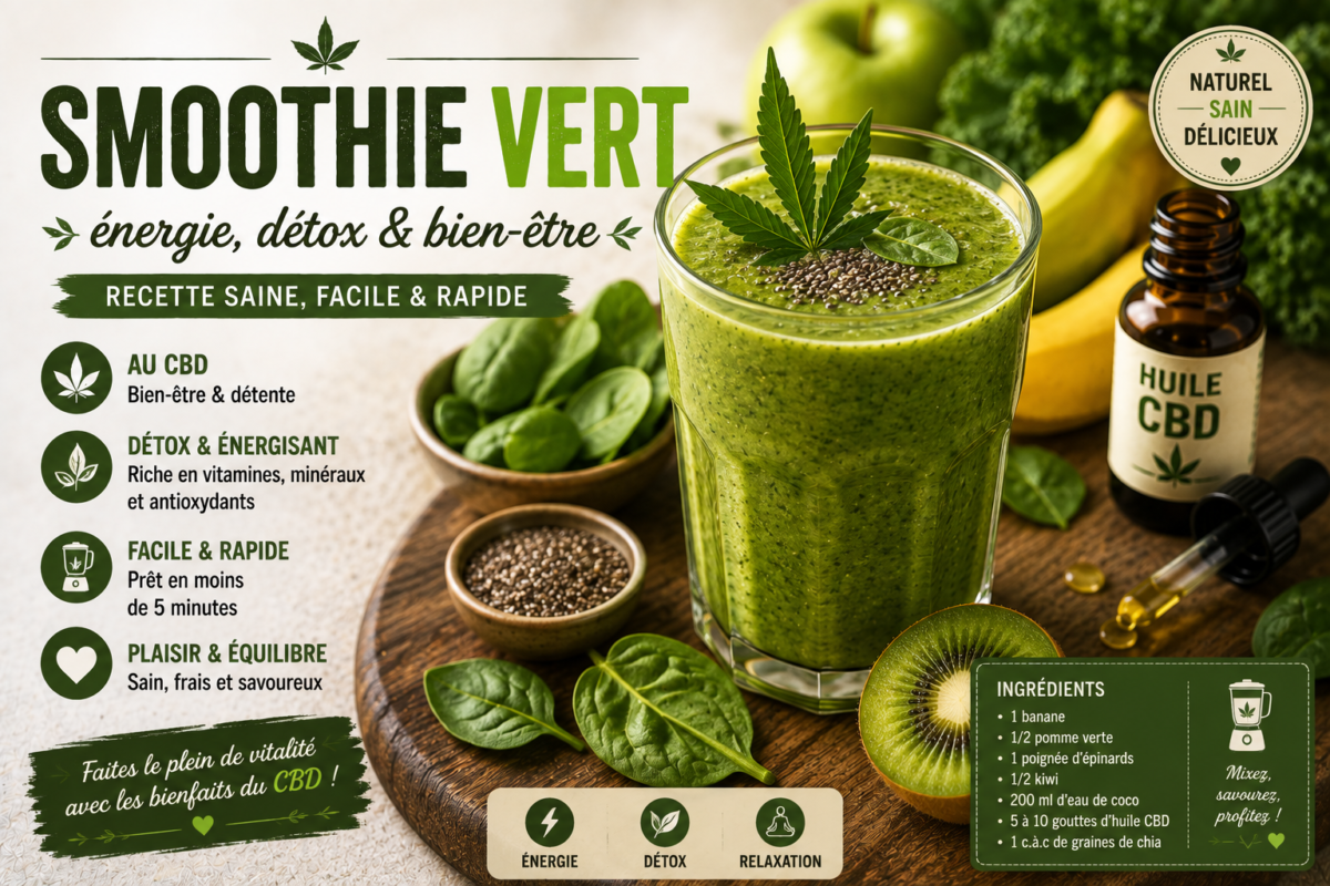 Smoothie vert aux fruits et épinards
