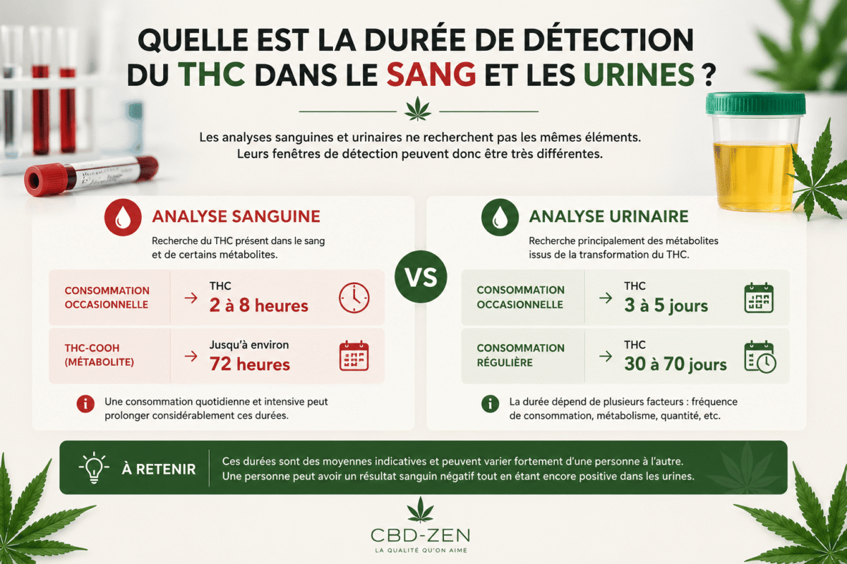 Durée de détection du THC dans le sang et les urines