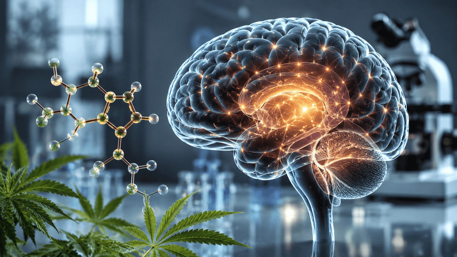 Illustration du cerveau et de la recherche sur la maladie de Parkinson et le CBD