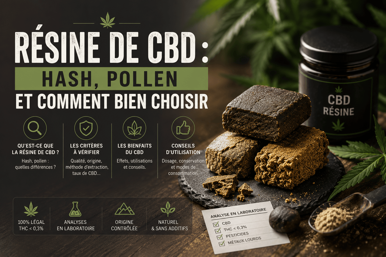 Résine de CBD hash et pollen