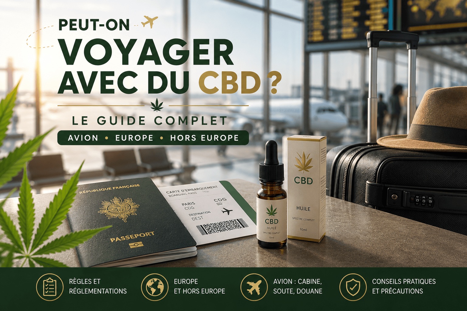 Voyager avec du CBD en avion en Europe et hors Europe