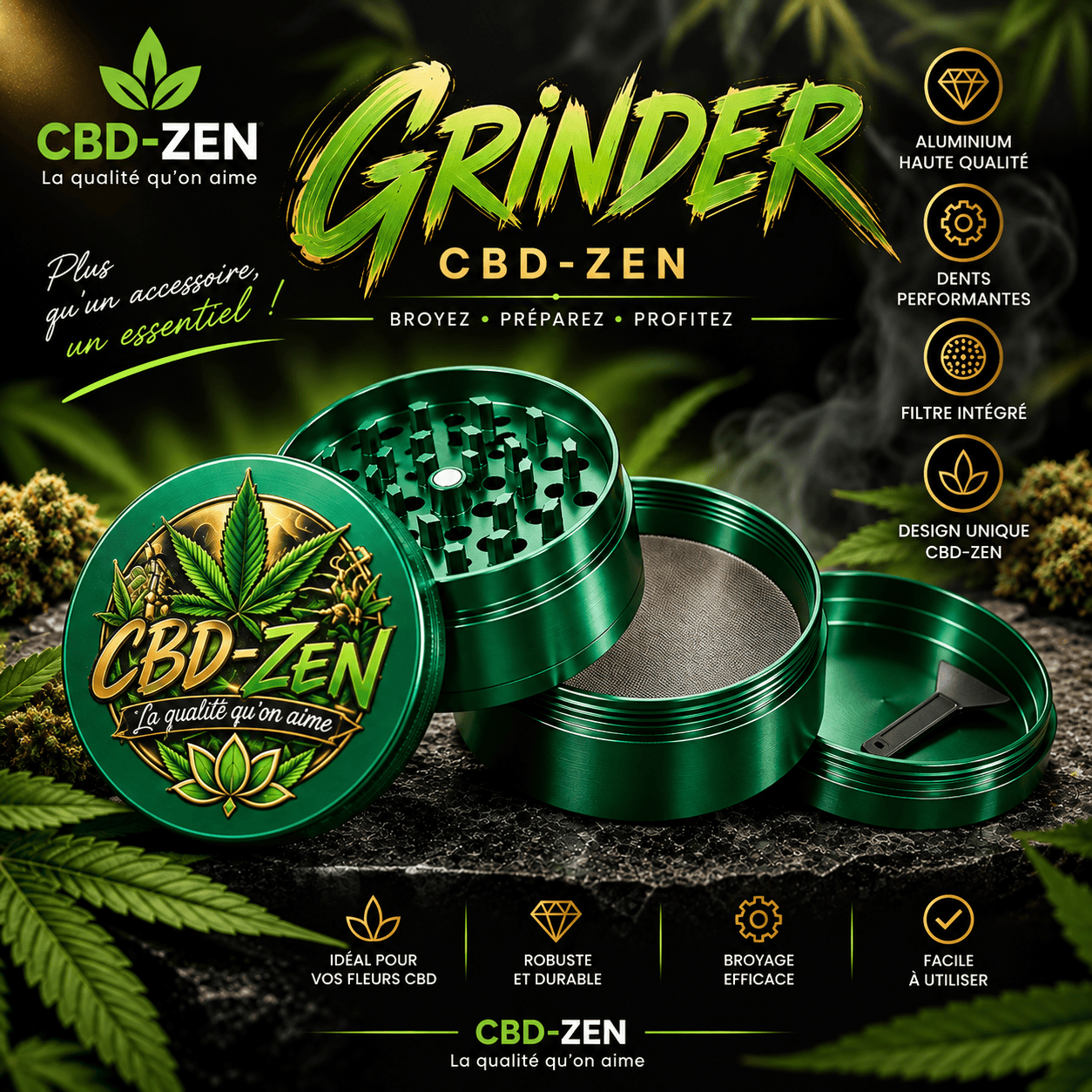 Produit: Grinder CBD Vert CBD-ZEN