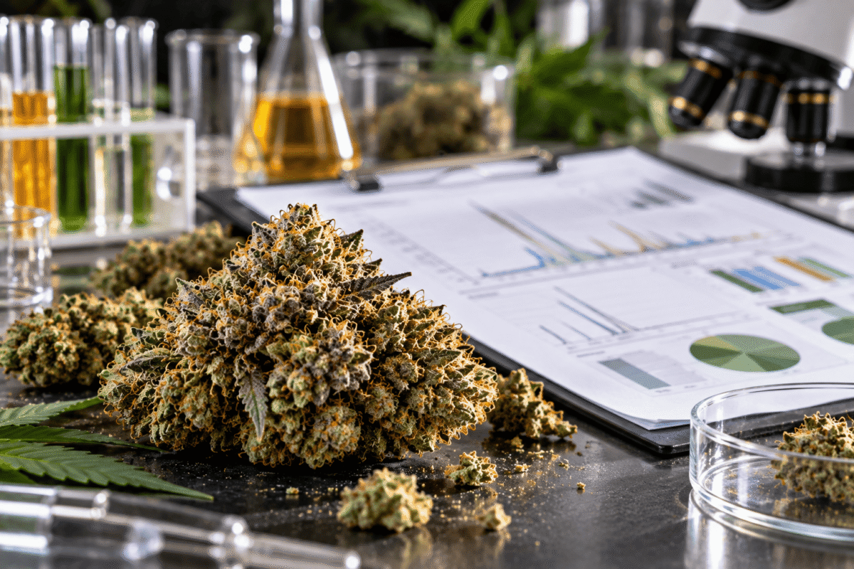 Analyse de laboratoire d'une fleur CBD et de ses cannabinoïdes