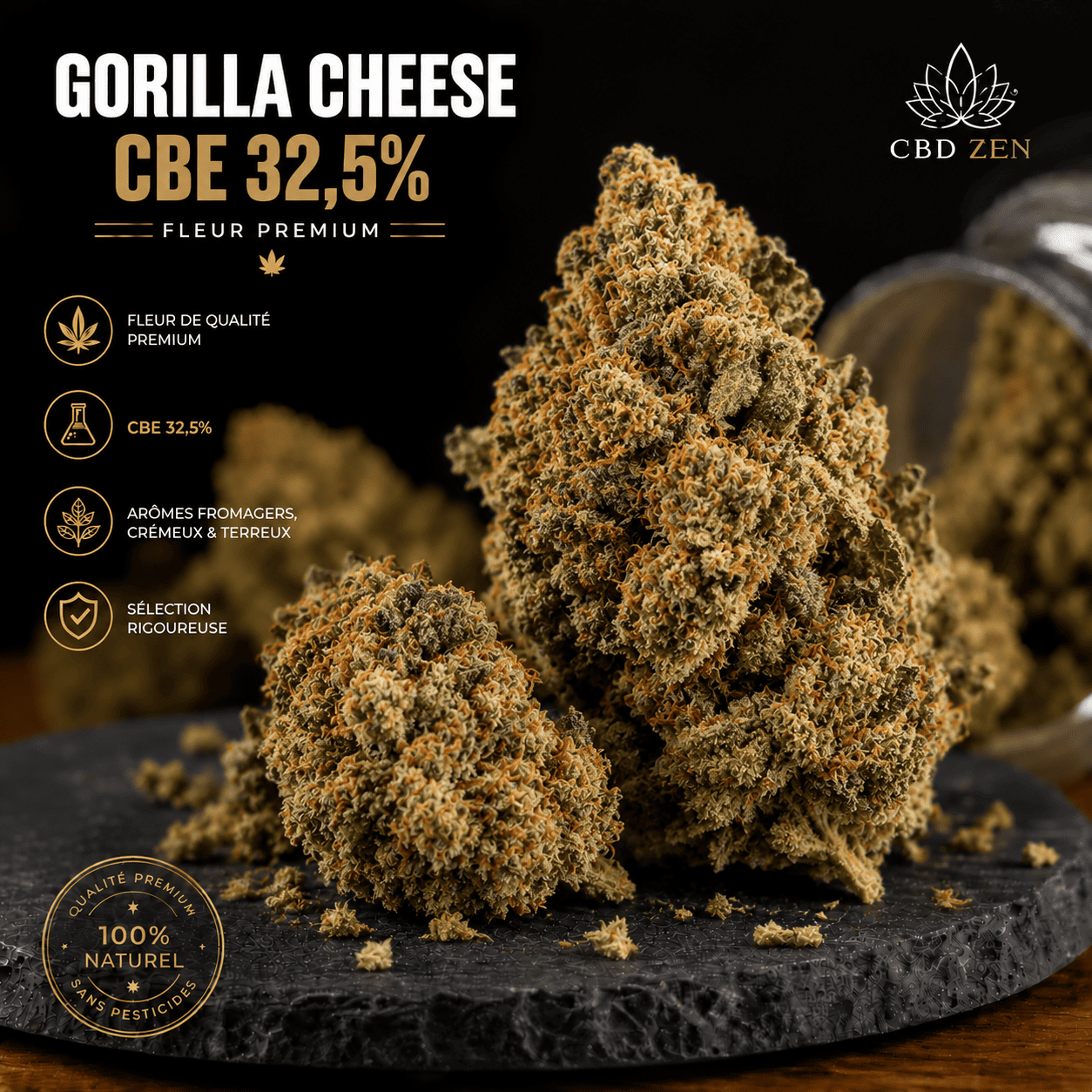 Gorilla Cheese CBE 32,5 % fleur molécule premium CBD-ZEN
